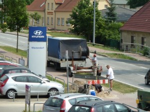 Verlegung des Glasfaserkabels